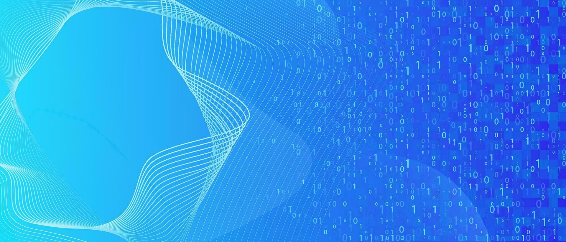 abstrait bleu numérique Contexte. ondulé lignes avec fonctionnement code de Nombres et géométrique polygonal machine apprentissage vecteur éléments.