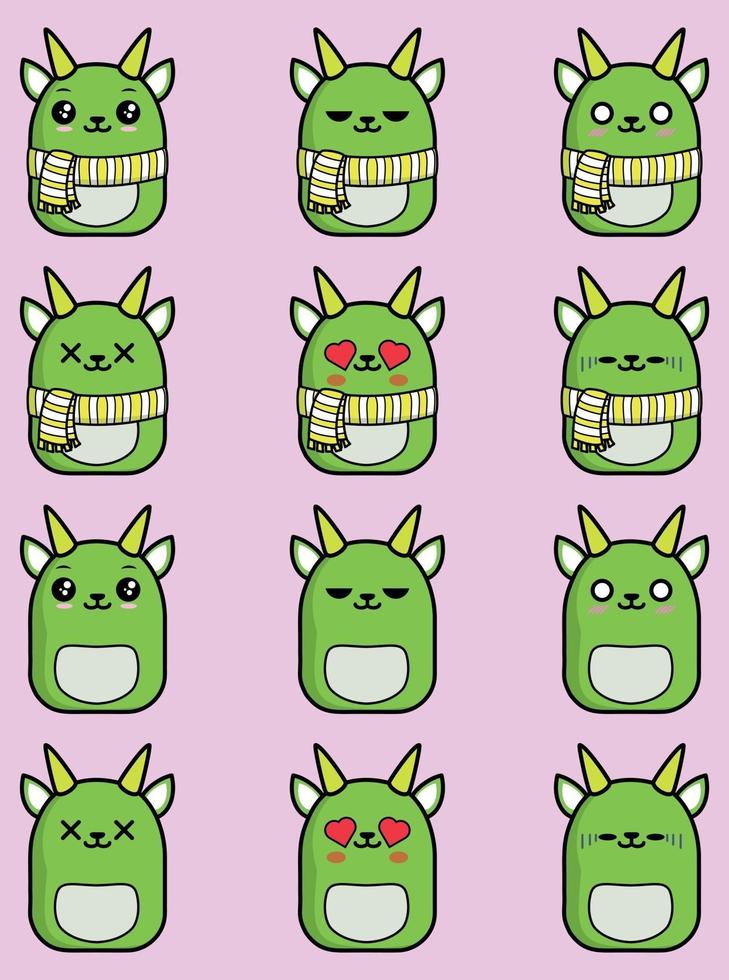 mignon kawaii dragon illustration squishmallows style animal clipart vecteur