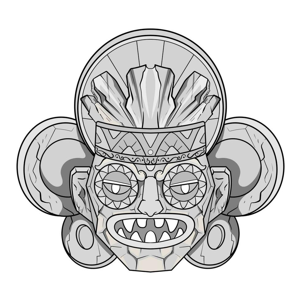 culture tête statue traditionnel barong ou tiki masque trofical signe de polynésien.illustration bien pour esports logo ou jeu mascotte, t chemise impression, vêtements ou badge. vecteur