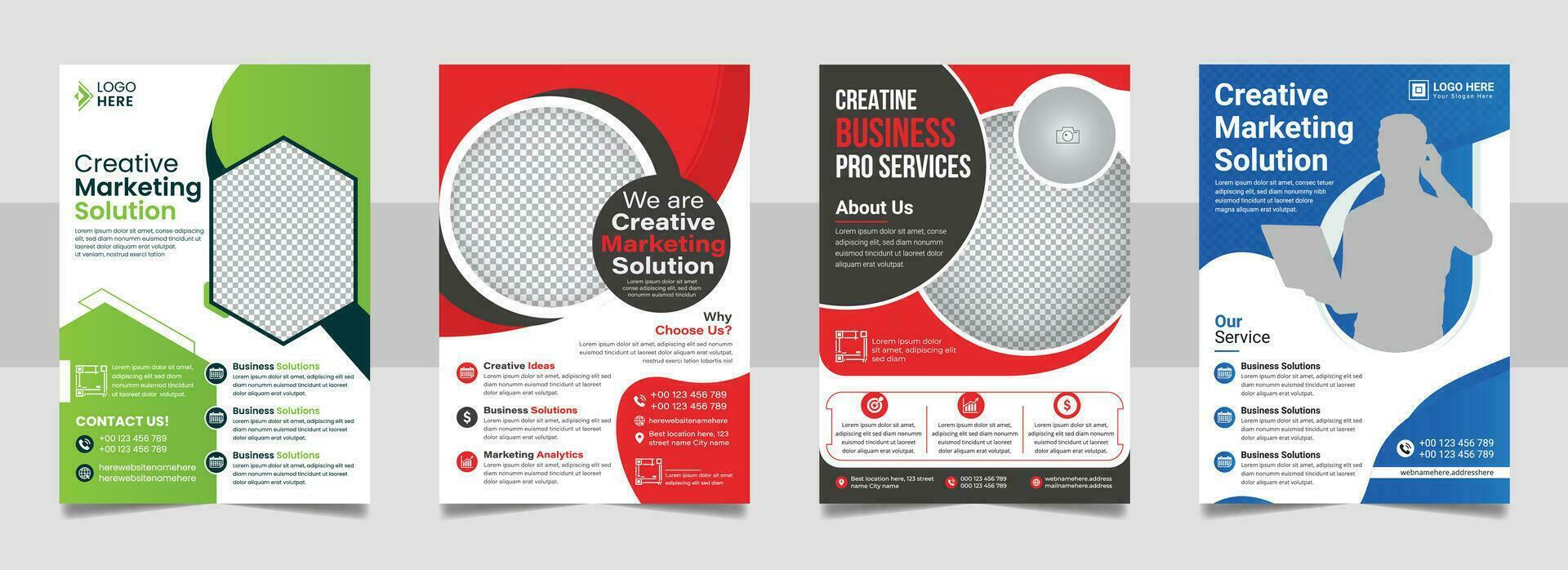 polyvalent affaires entreprise prospectus modèle, a4 annuel rapport commercialisation agence coloré couverture page conception ensemble. vecteur