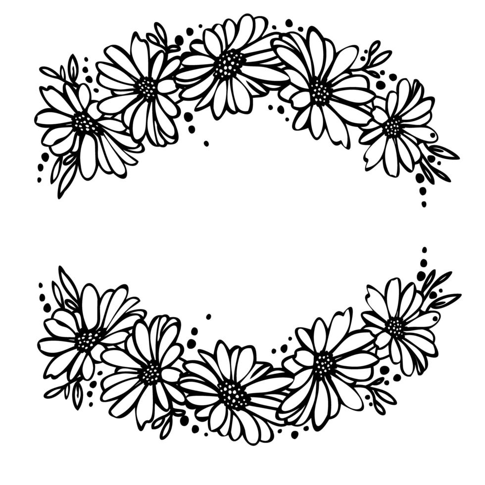 couronne de fleurs de ligne de cadre de marguerite pour l'été vecteur