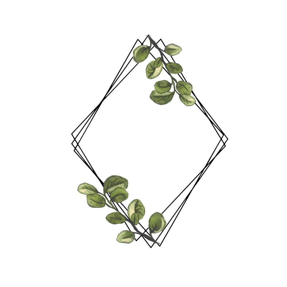 cadre floral clip art avec des feuilles vecteur