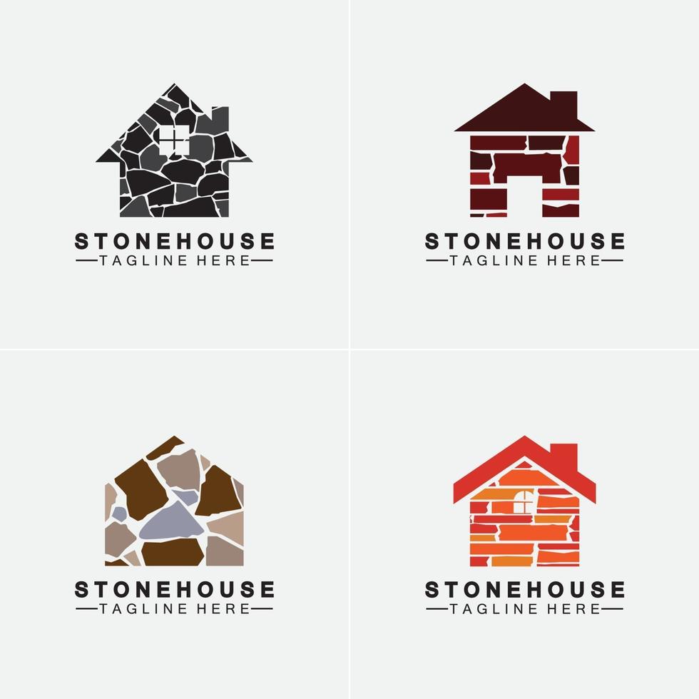 maison en pierre, hipster, vendange, logo, vecteur, icône vecteur