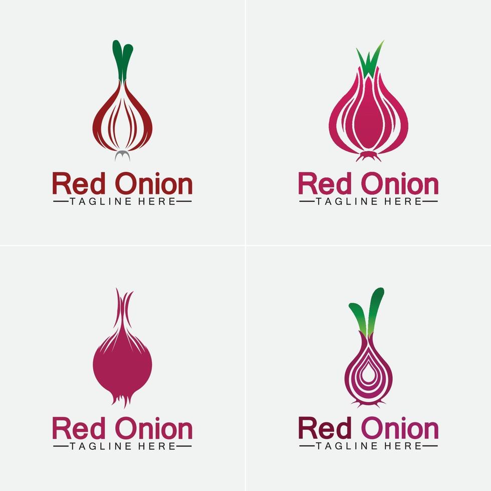 modèle de conception d'illustration d'icône de vecteur de logo d'oignon rouge