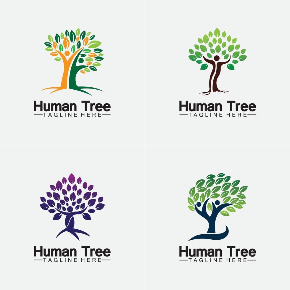 personnes arbre vecteur logo modèle illustration design