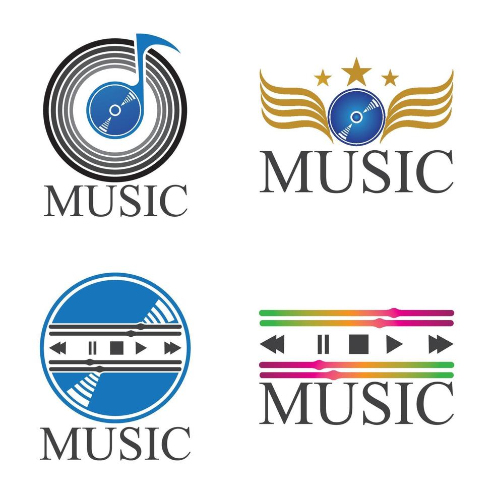 modèle d'illustration de conception de vecteur d'icône de logo de musique