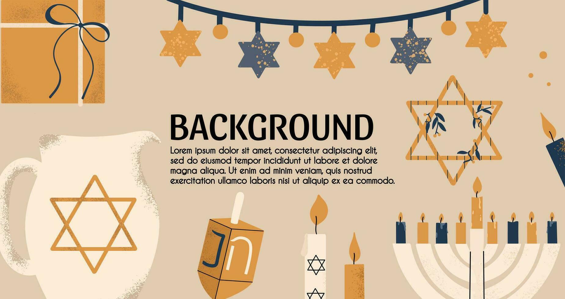 de fête arrière-plan, bannière pour hanukkah. main dessiner illustration vecteur