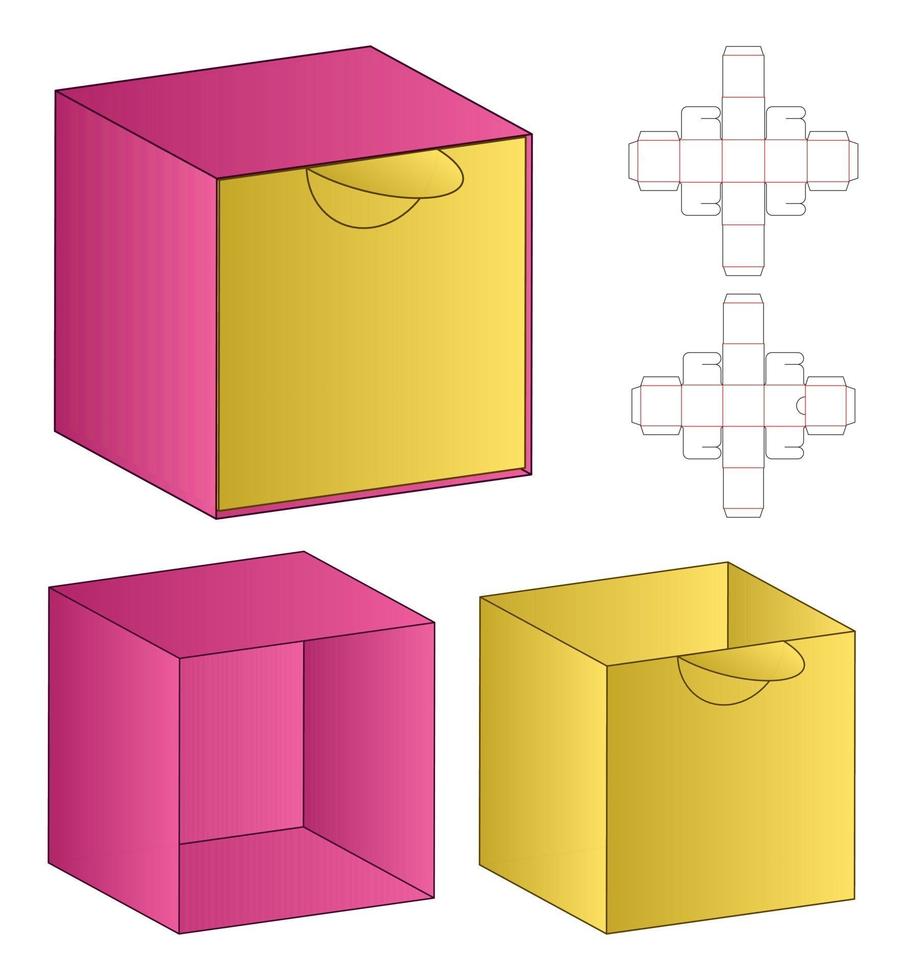 boîte d'emballage conception de modèle découpé. Maquette 3D vecteur