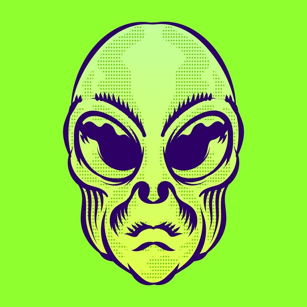 tête extraterrestre avec illustration de tatouage pour le caractère d'élément d'insigne de logo vecteur