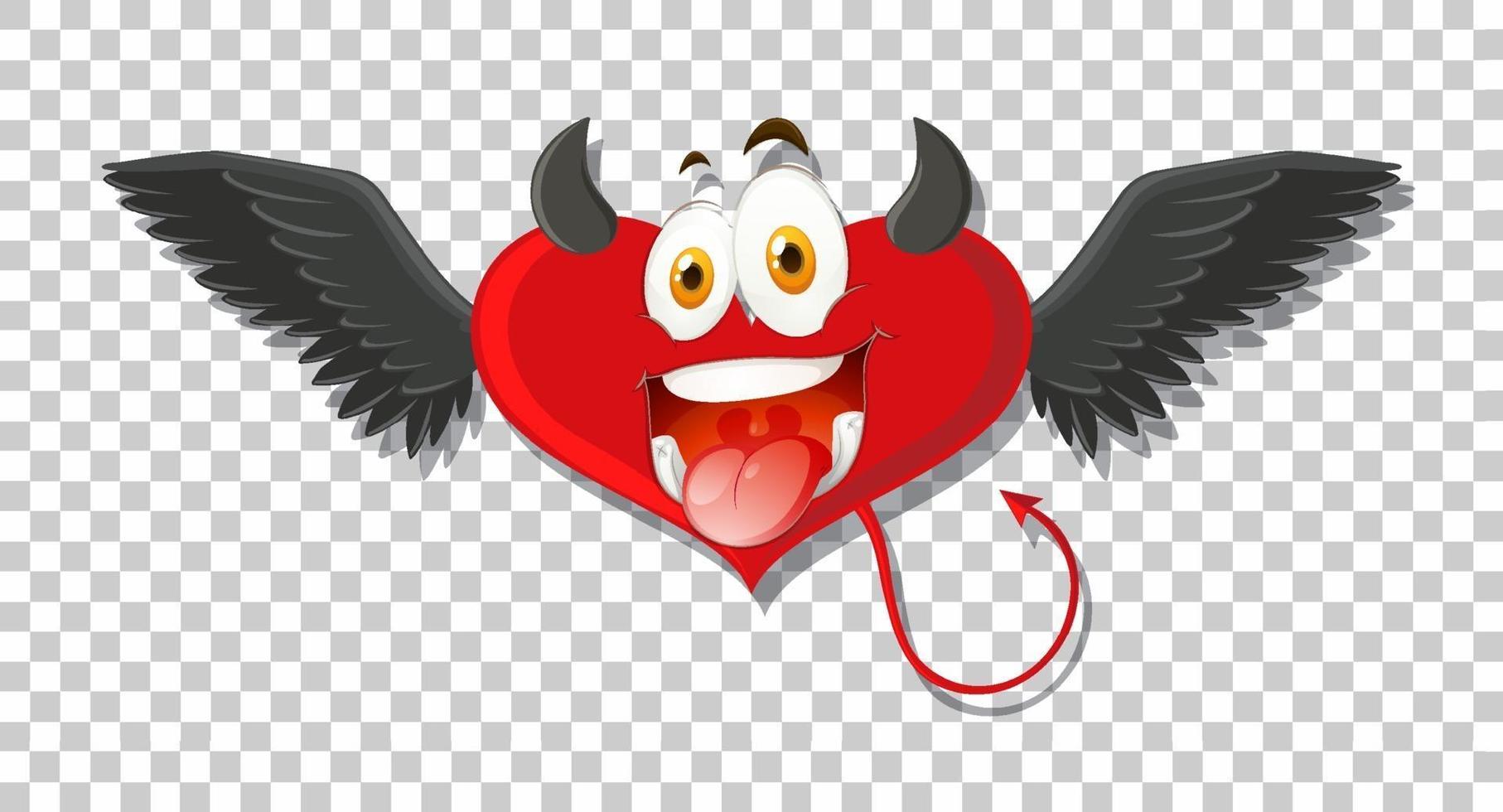 diable en forme de coeur avec expression faciale vecteur