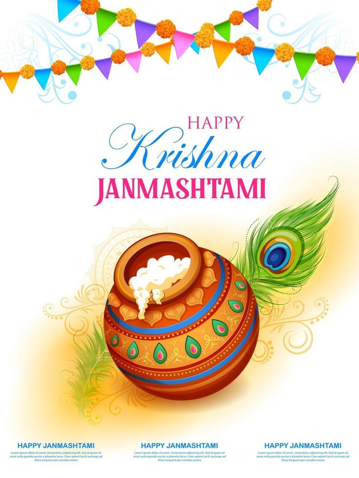 joyeux fond du festival janmashtami de l'inde vecteur