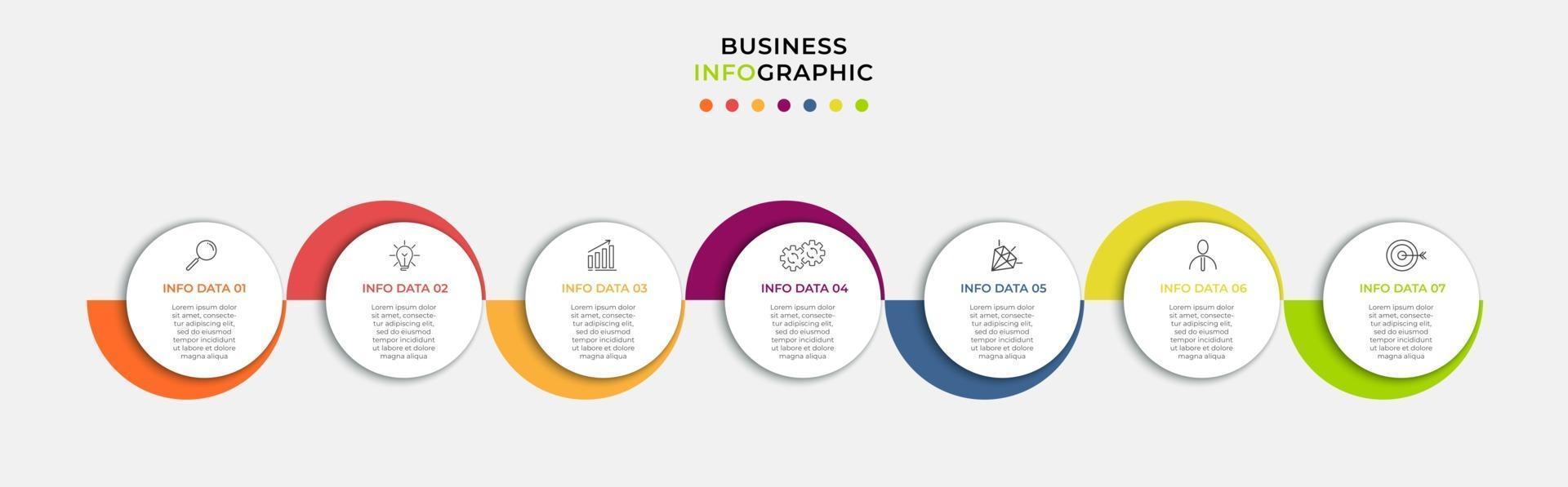 modèle d'entreprise de conception infographique avec des icônes et 7 options ou étapes vecteur