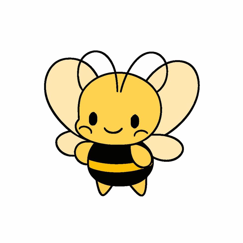 dessin animé style abeille. main tiré vecteur illustration.