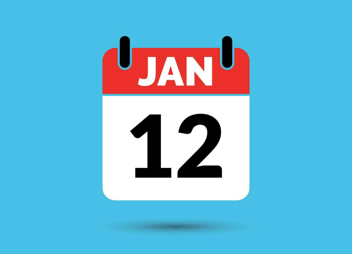 12 janvier calendrier Date plat icône journée 12 vecteur illustration