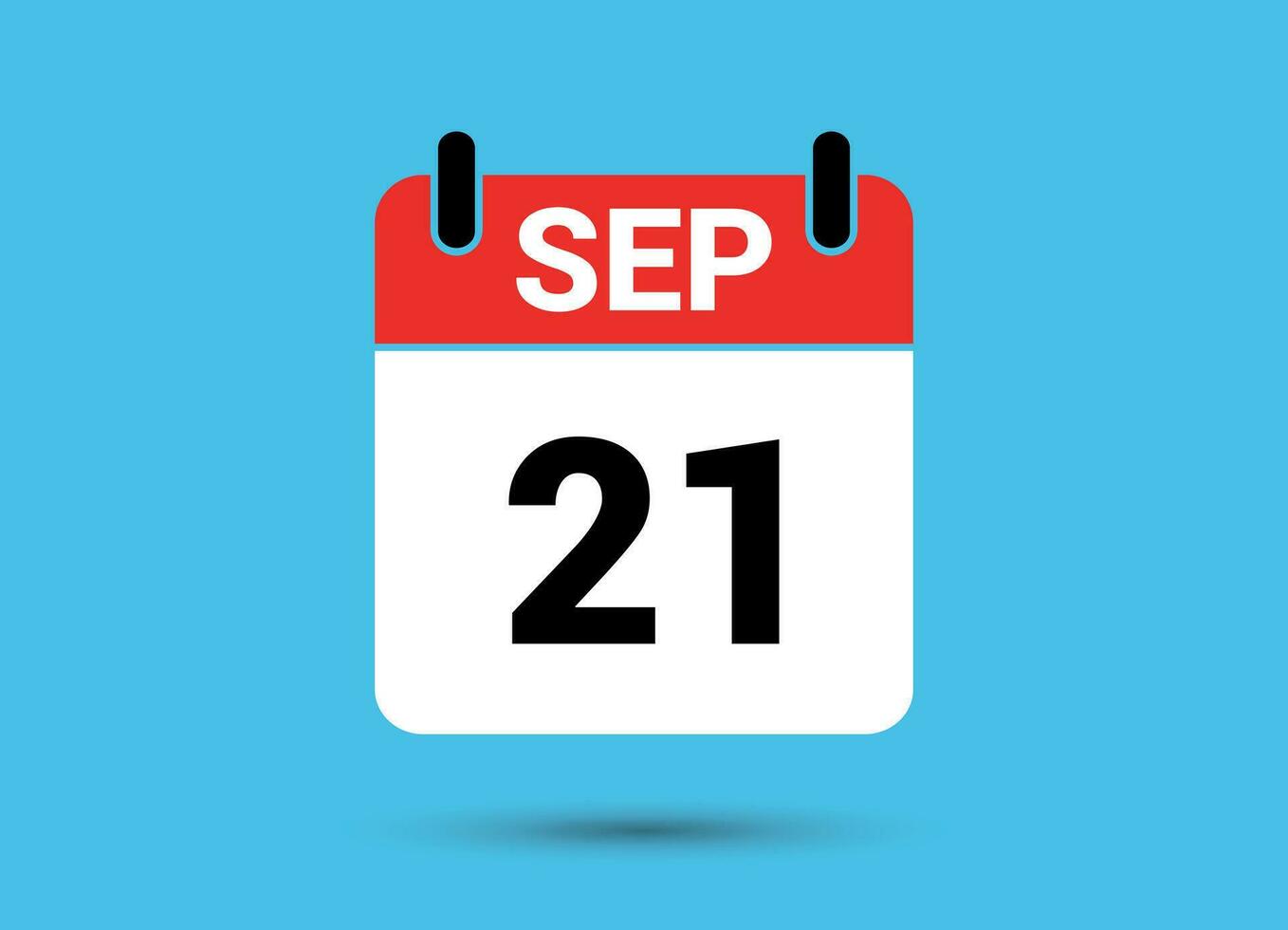 septembre 21 calendrier Date plat icône journée 21 vecteur illustration