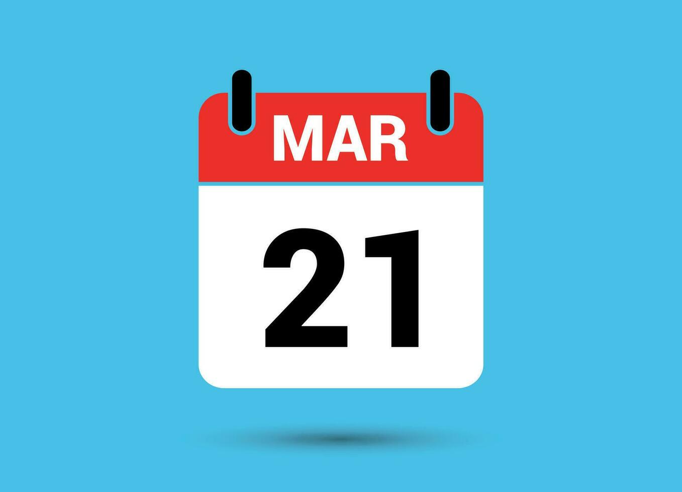 21 Mars calendrier Date plat icône journée 21 vecteur illustration