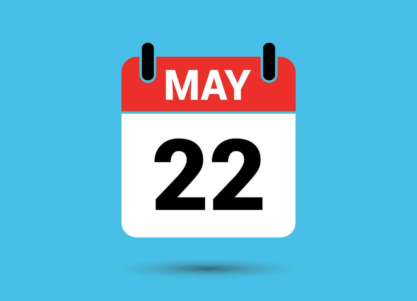 22 mai calendrier Date plat icône journée 22 vecteur illustration