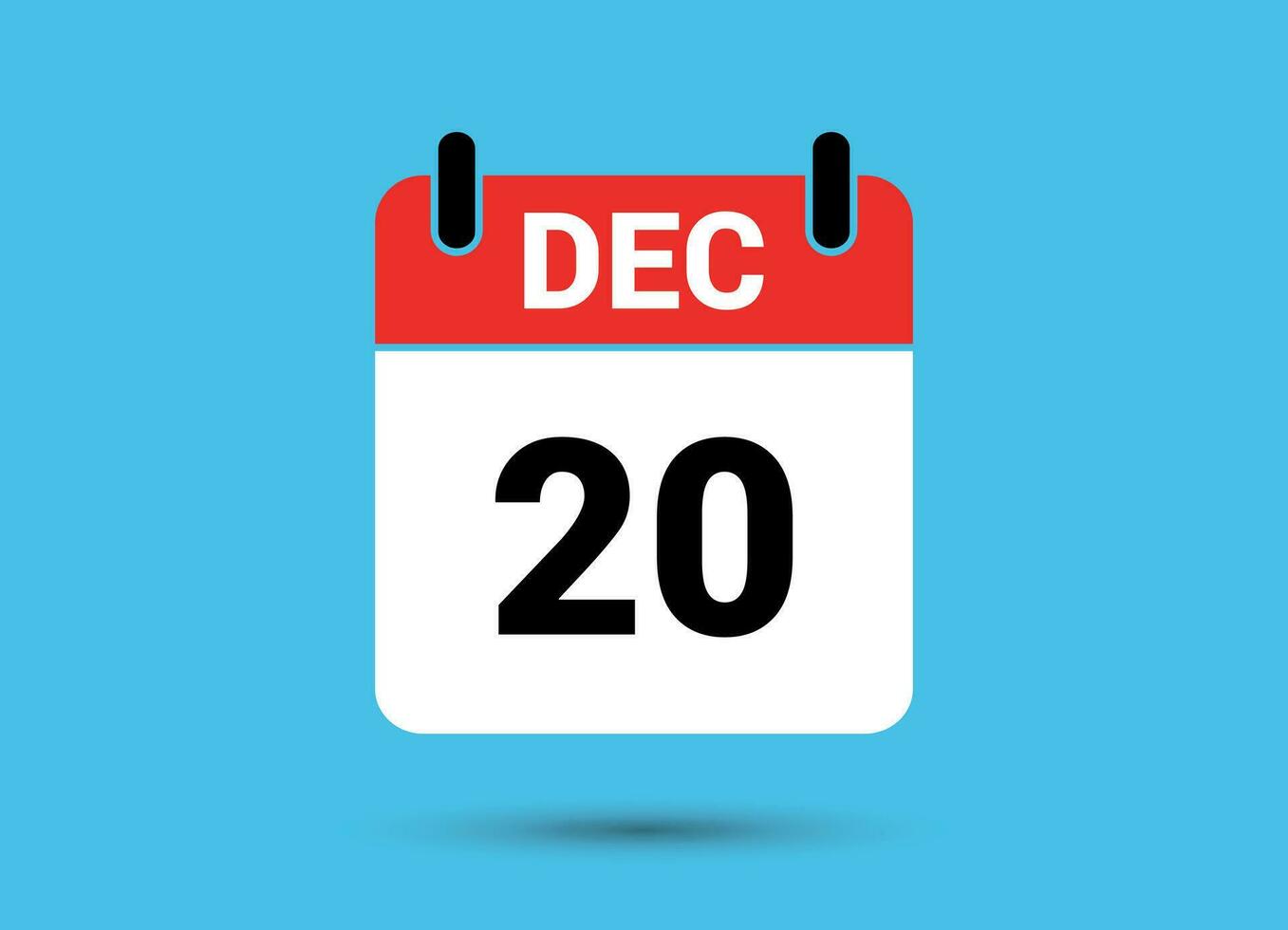 décembre 20 calendrier Date plat icône journée 20 vecteur illustration