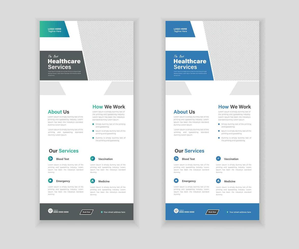 médical enrouler ou dl prospectus et grille carte conception modèle pour votre affaires vecteur