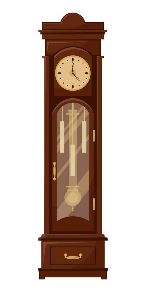vecteur illustration de un vieux l'horloge avec une pendule sur une blanc Contexte. antique l'horloge isolé dessin animé icône.