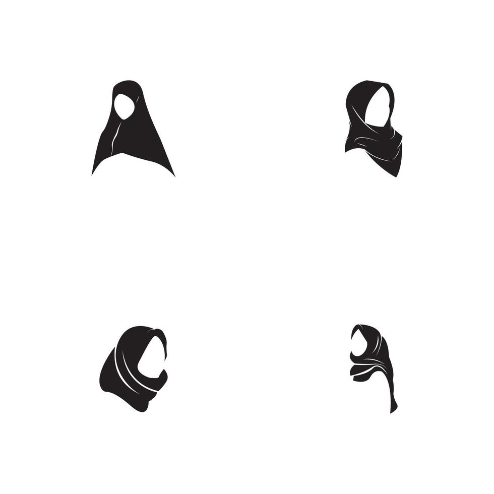 hijab femmes silhouette noire icônes vectorielles app-vecteur vecteur