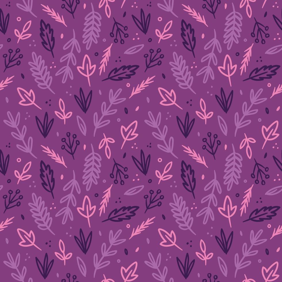 motif violet avec des plantes vecteur