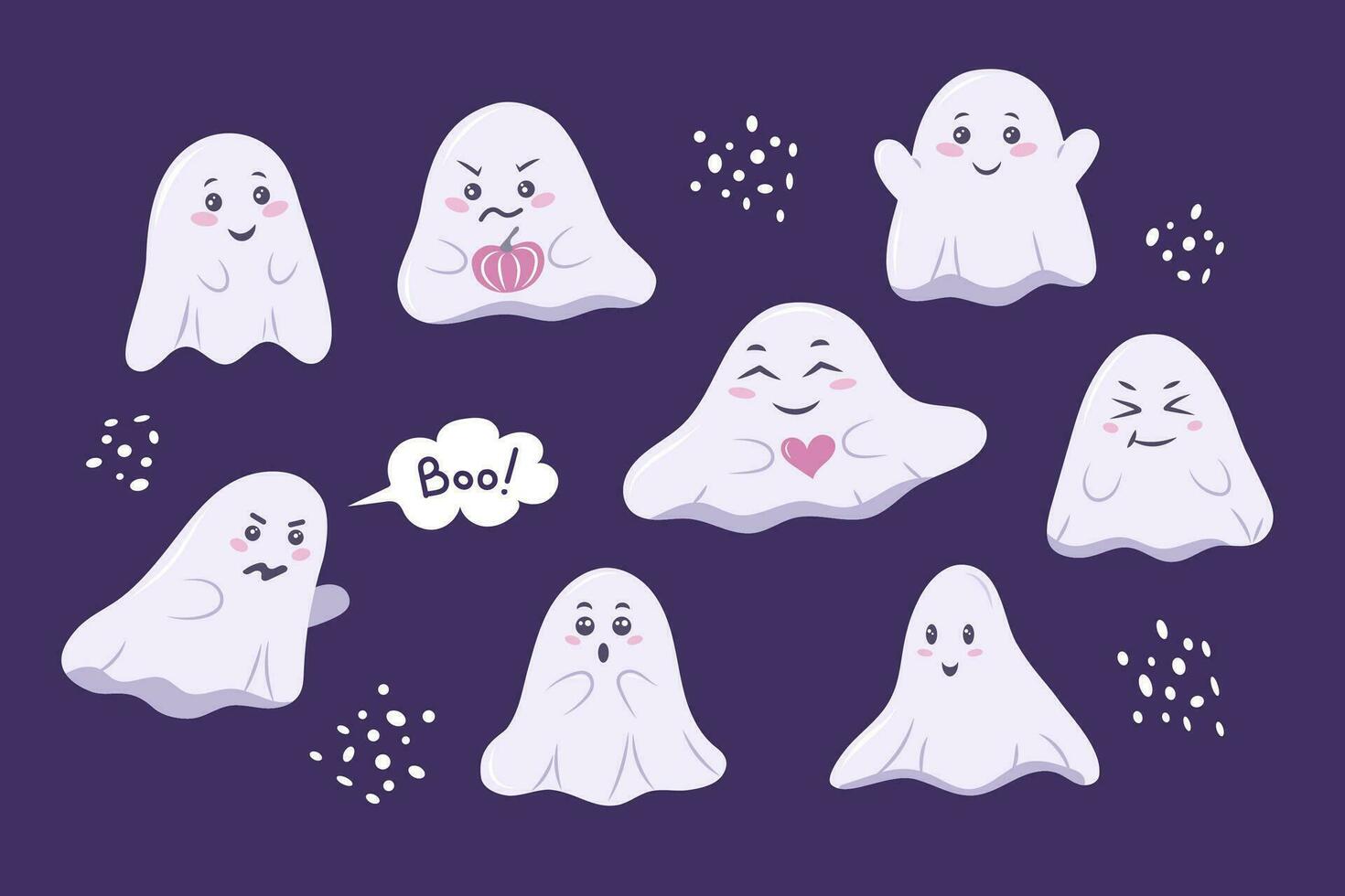 mignonne Halloween esprit. collection de effrayant des fantômes pour Halloween décoration. vecteur illustration