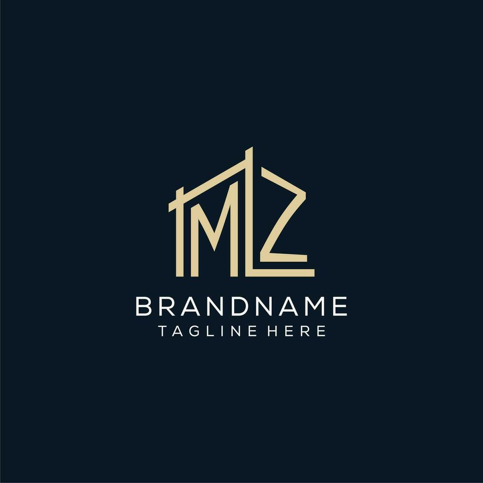 initiale mz logo, nettoyer et moderne architectural et construction logo conception vecteur