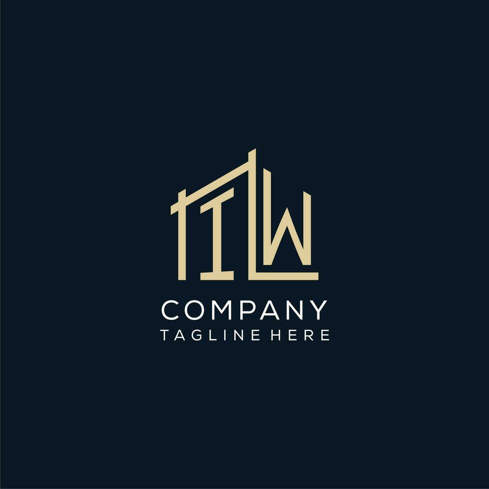 initiale iw logo, nettoyer et moderne architectural et construction logo conception vecteur