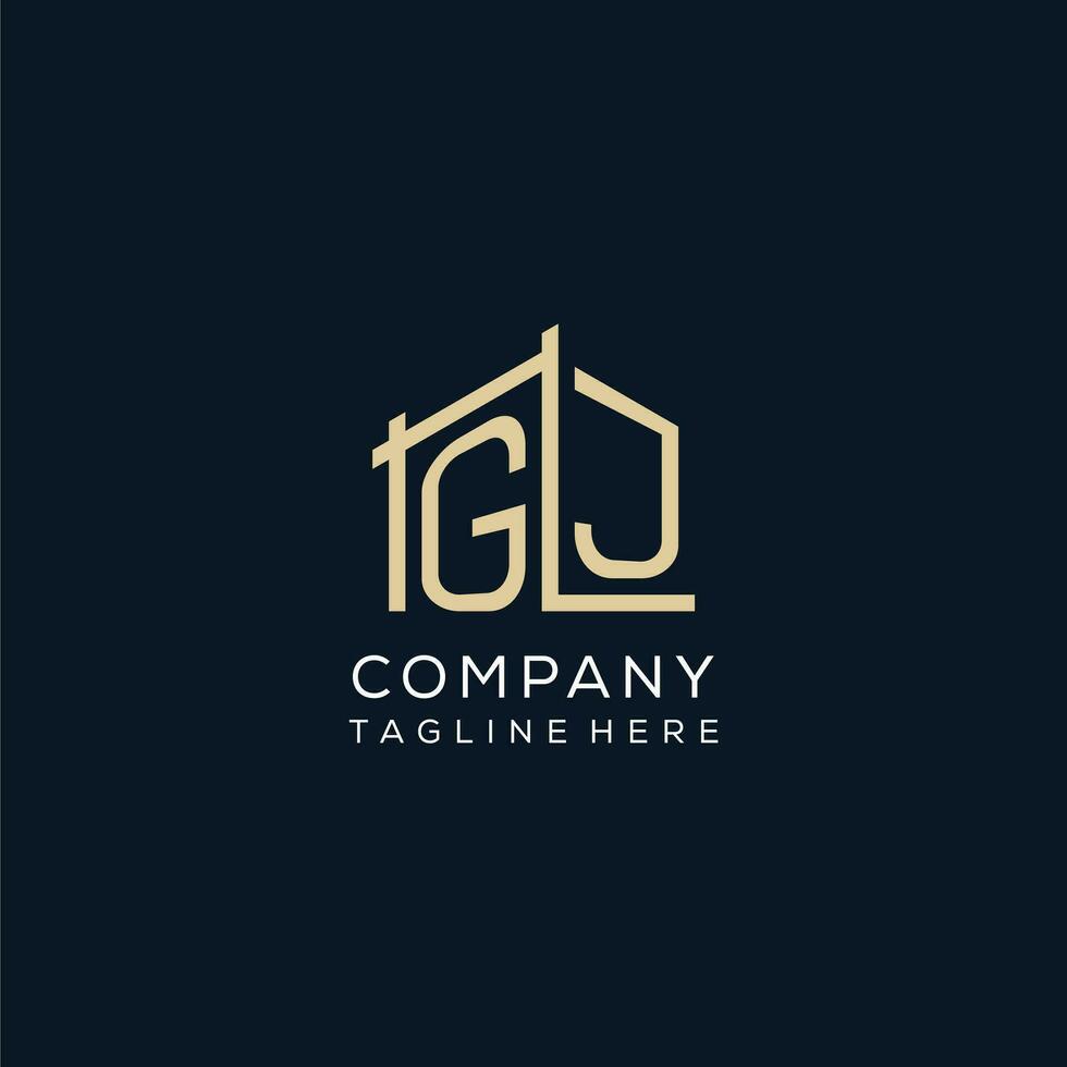 initiale gj logo, nettoyer et moderne architectural et construction logo conception vecteur