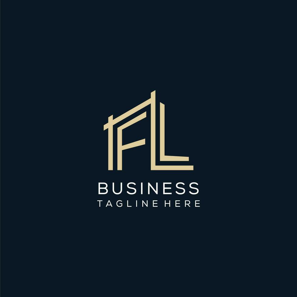 initiale fl logo, nettoyer et moderne architectural et construction logo conception vecteur