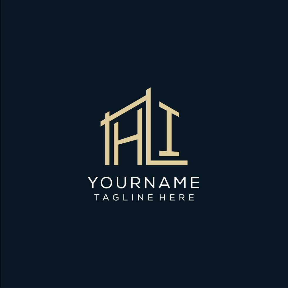 initiale salut logo, nettoyer et moderne architectural et construction logo conception vecteur