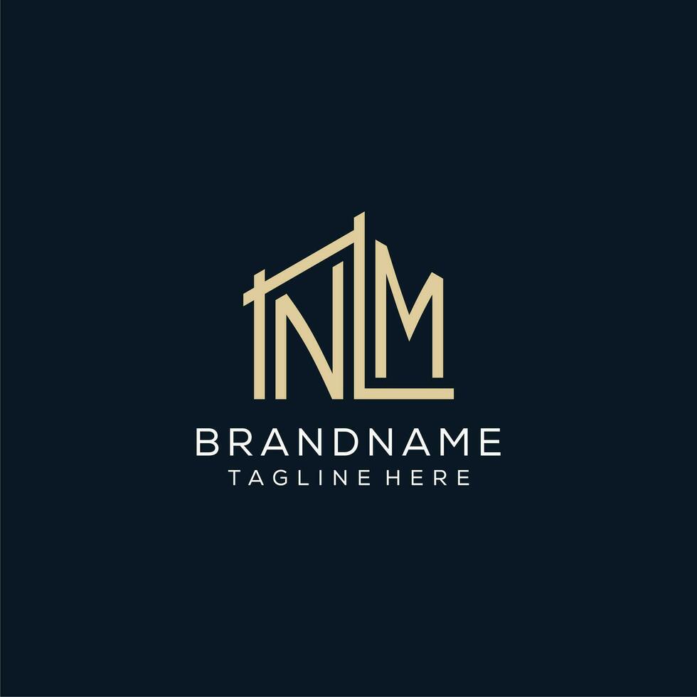 initiale nm logo, nettoyer et moderne architectural et construction logo conception vecteur