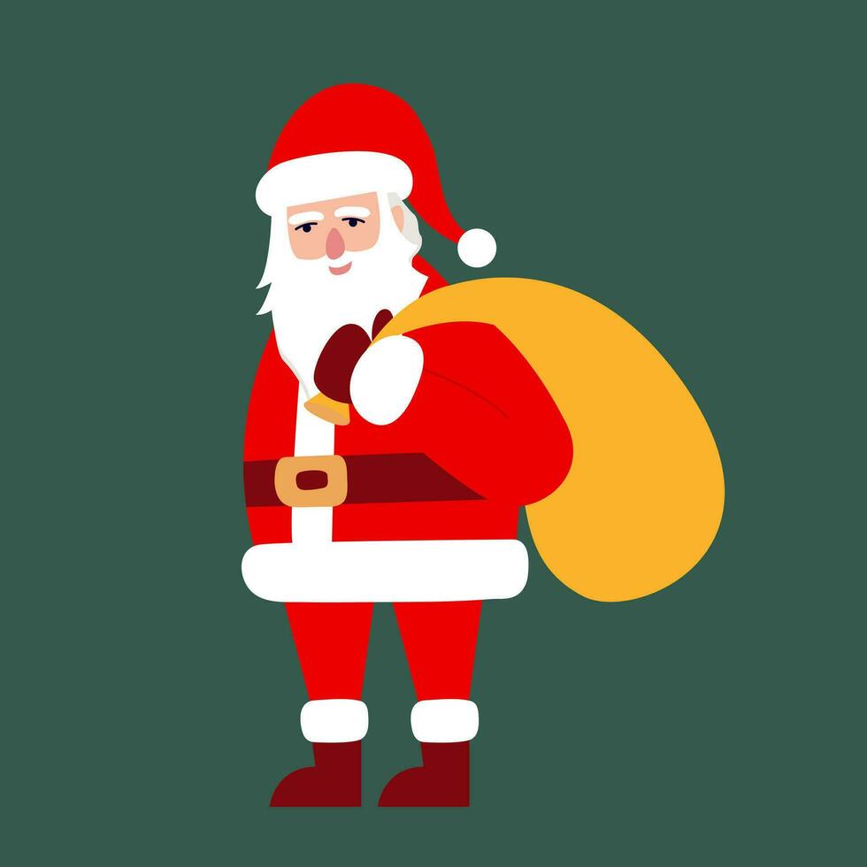 Père Noël claus personnage porter sac de Noël cadeaux vecteur illustration