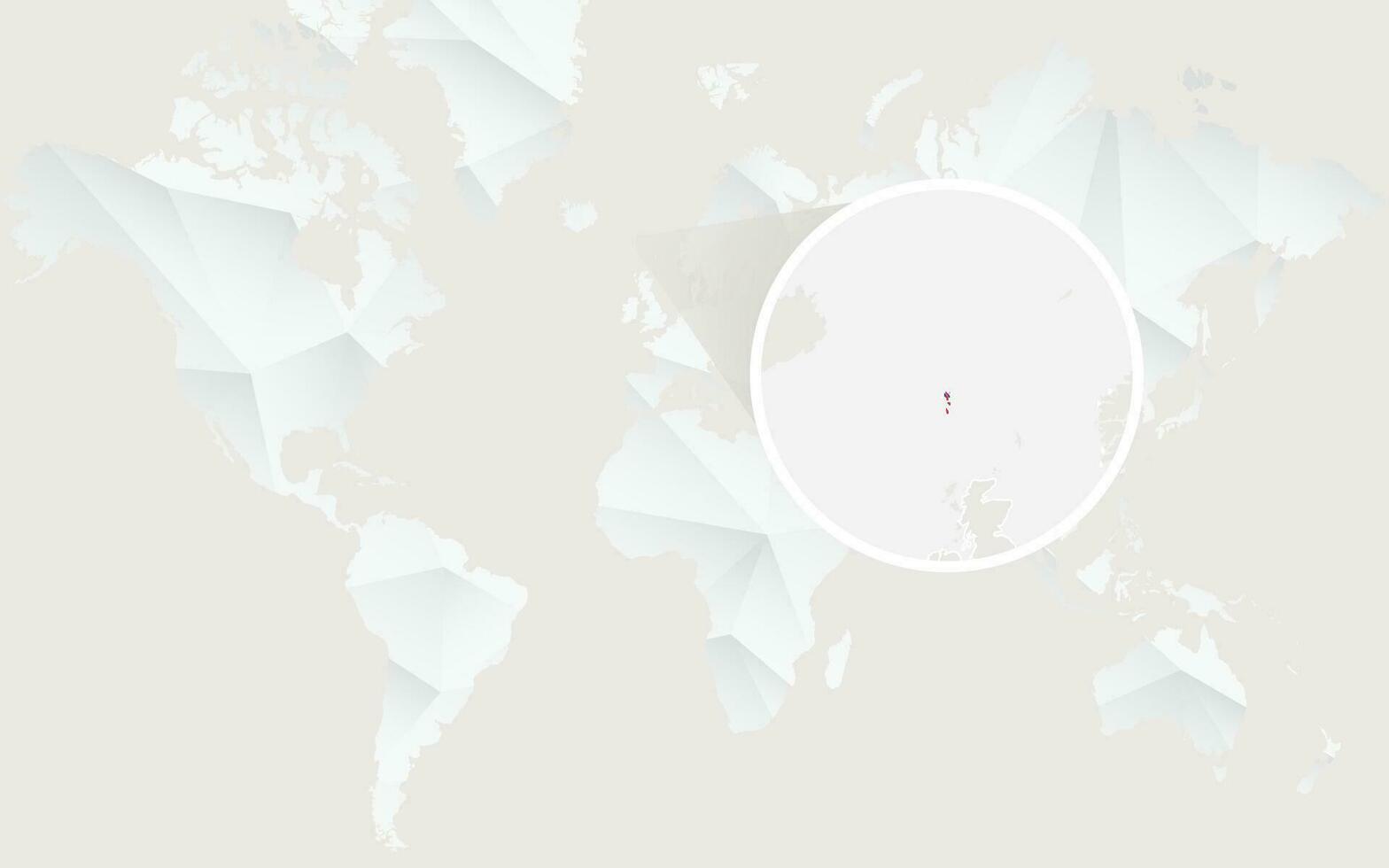 Féroé îles carte avec drapeau dans contour sur blanc polygonal monde carte. vecteur