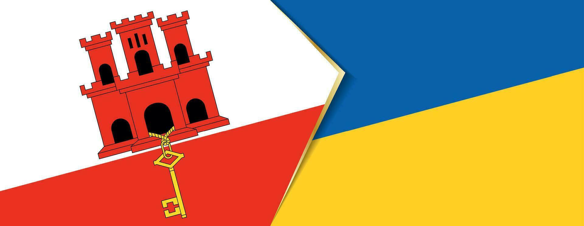 Gibraltar et Ukraine drapeaux, deux vecteur drapeaux.