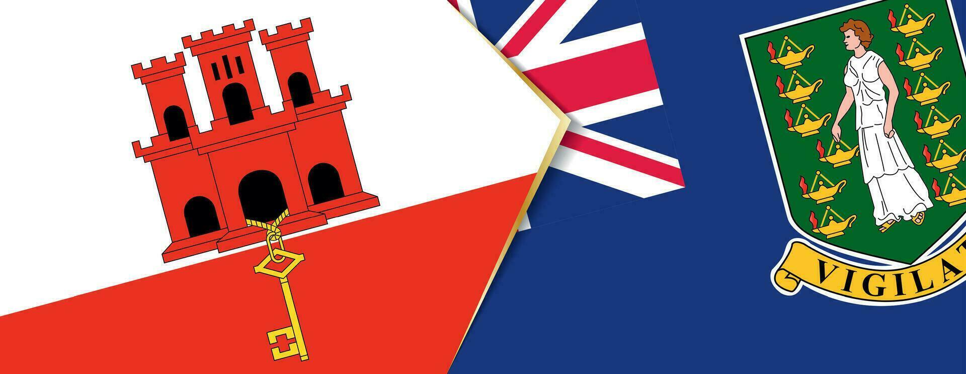 Gibraltar et Britanique vierge îles drapeaux, deux vecteur drapeaux.