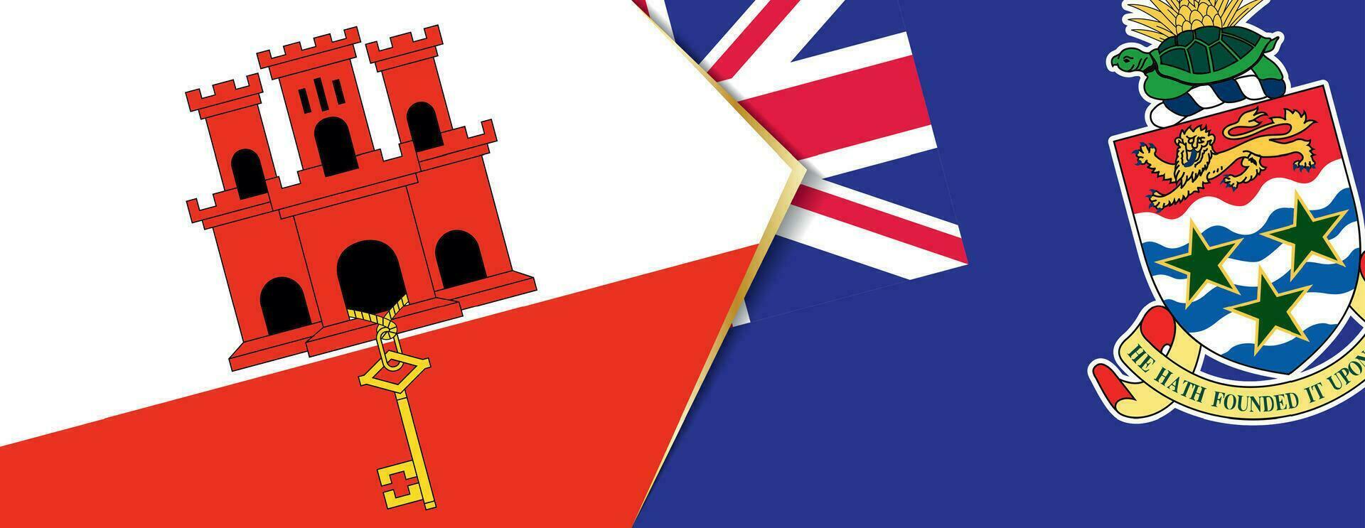 Gibraltar et caïman îles drapeaux, deux vecteur drapeaux.