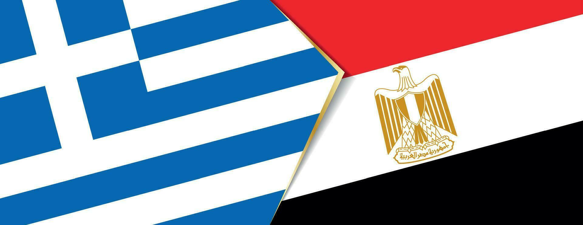 Grèce et Egypte drapeaux, deux vecteur drapeaux.