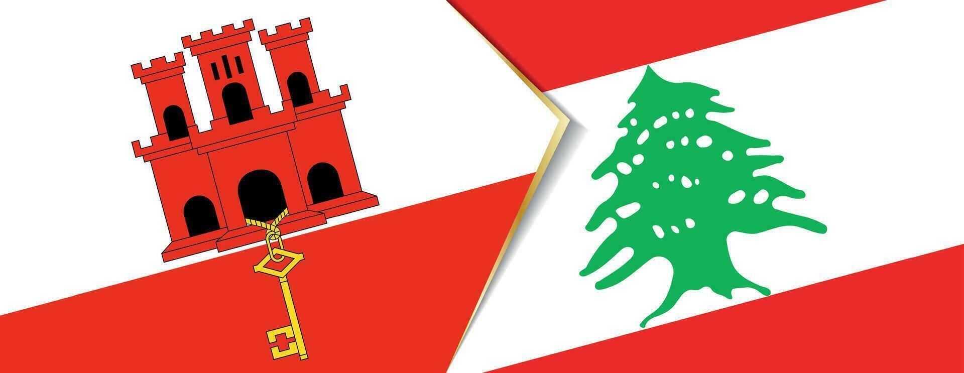 Gibraltar et Liban drapeaux, deux vecteur drapeaux.