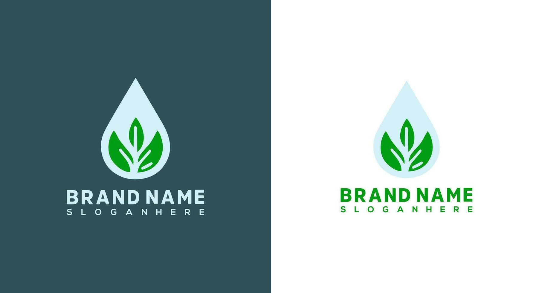 l'eau laissez tomber avec vert feuille logo conception. écologie logo modèle vecteur illustration