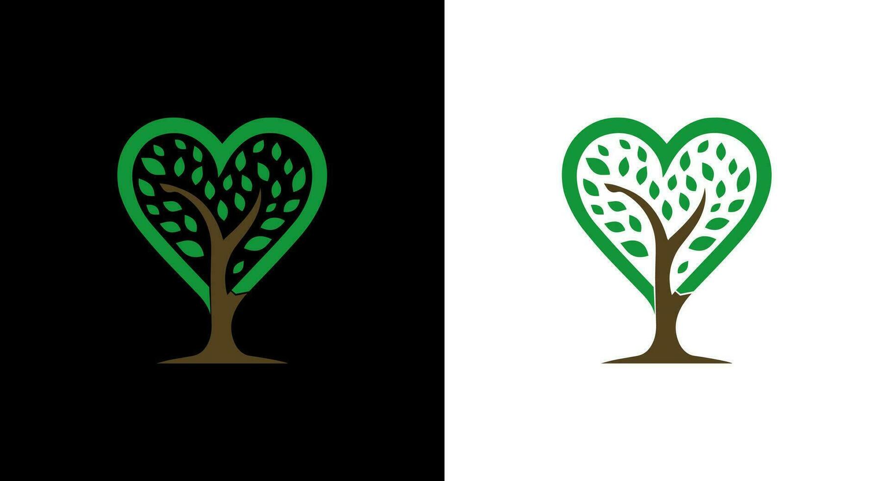 vert arbre logo conception. la nature et environnement symbole. vecteur illustration. cœur arbre logo icône