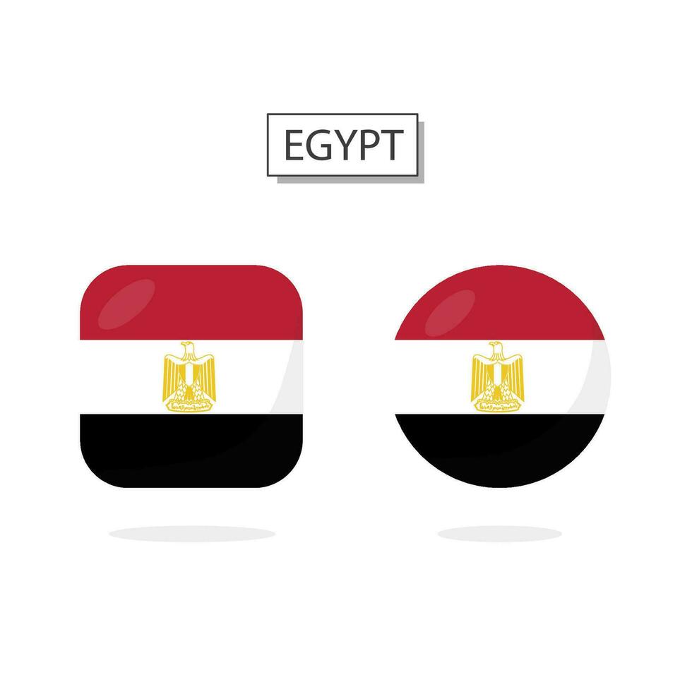 drapeau de Egypte 2 formes icône 3d dessin animé style. vecteur