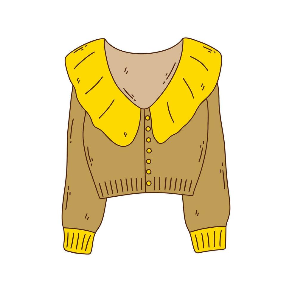 l'automne confortable doux beige veste avec Jaune collier. vecteur