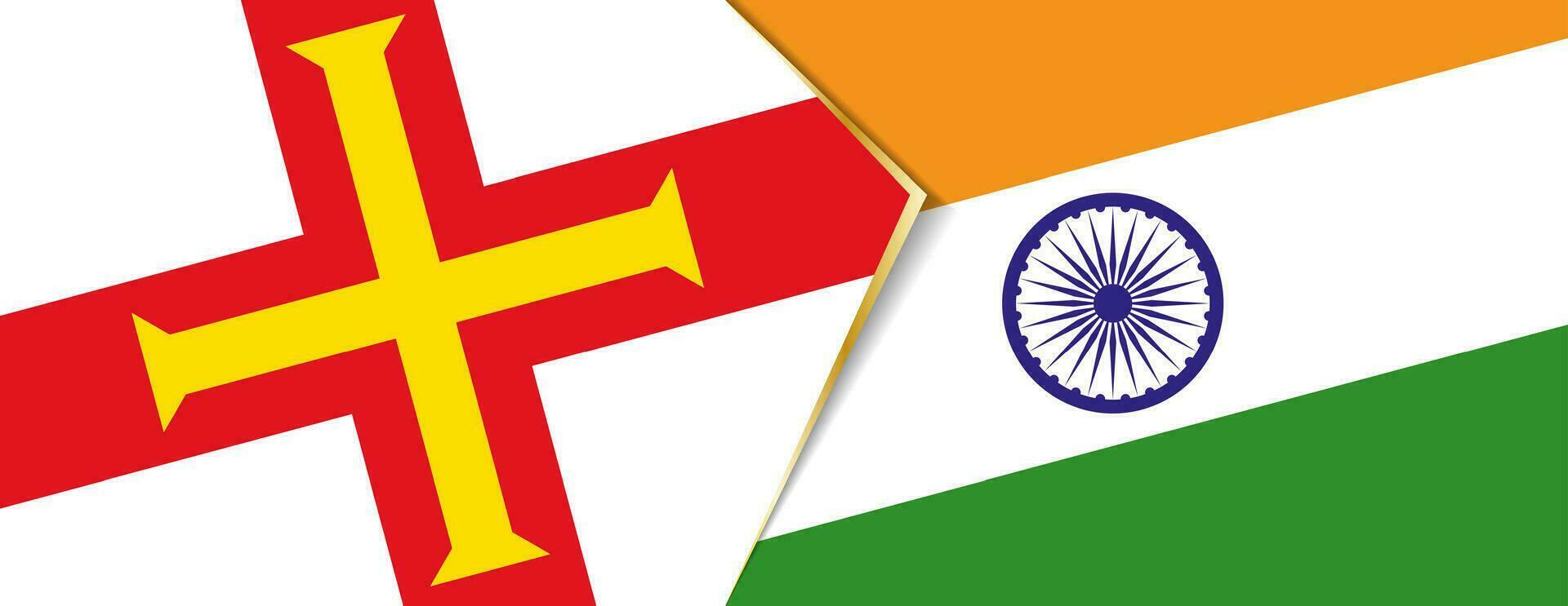 Guernesey et Inde drapeaux, deux vecteur drapeaux.