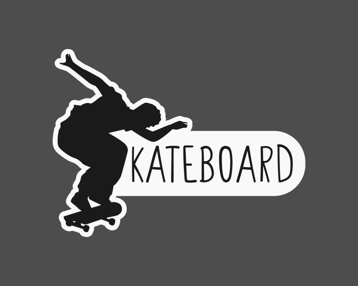 planche à roulette logo. silhouette de une skateur Faire une saut. pouvez être utilisé pour autocollants, impressions, T-shirt conceptions, etc. vecteur