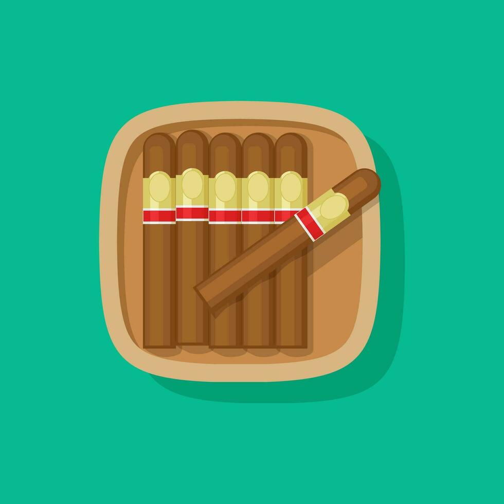 cigare cubain en bois boîte ou Cas vecteur icône plat dessin animé conception clipart