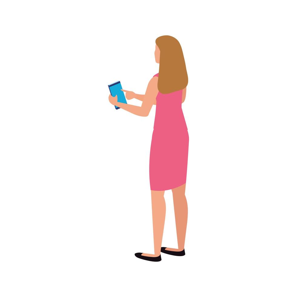 femme avatar avec conception de vecteur de smartphone