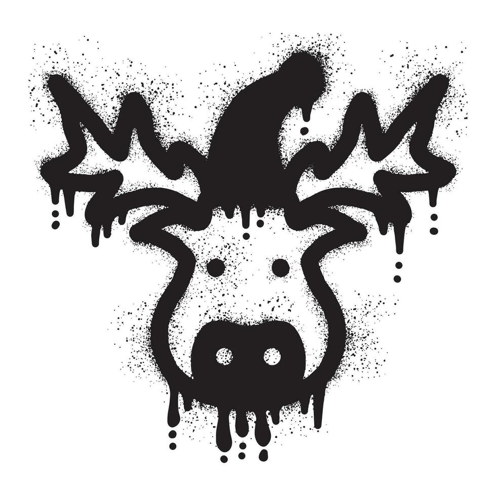 Noël renne graffiti avec noir vaporisateur peindre vecteur