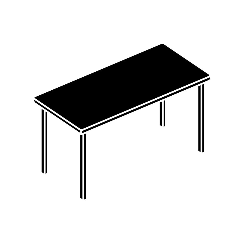 silhouette de table rectangle mobilier icône isolé vecteur